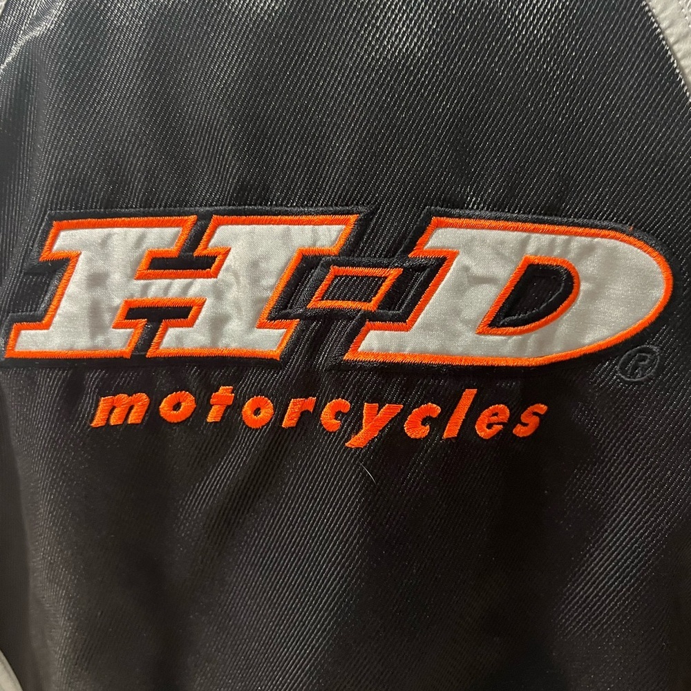 Harley-Davidson Black, Orange, and White Racing Jacket XL Vintage - Picture 3 of 6